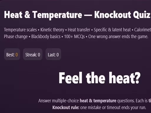 Physics: Heat Temperatuie Quiz